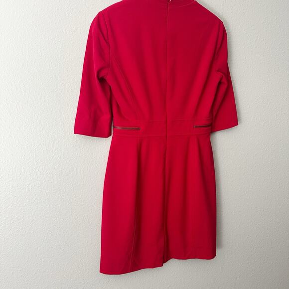 Tahari ASL Ponte Knit Red Mini Dress Zip Accent Women's Size 6 - Picture 8 of 14